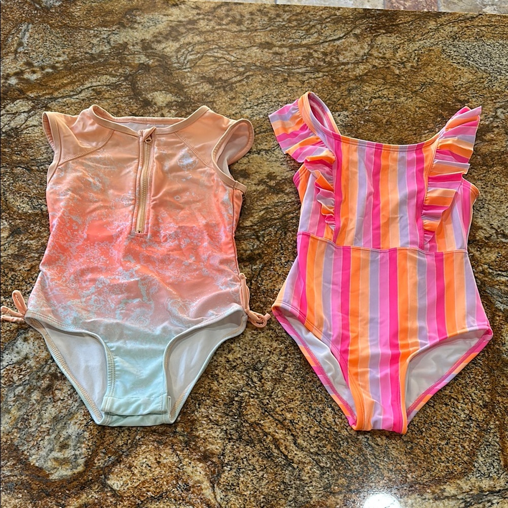 Girls Cat & Jack swimsuits size small, 5T (set of 2)